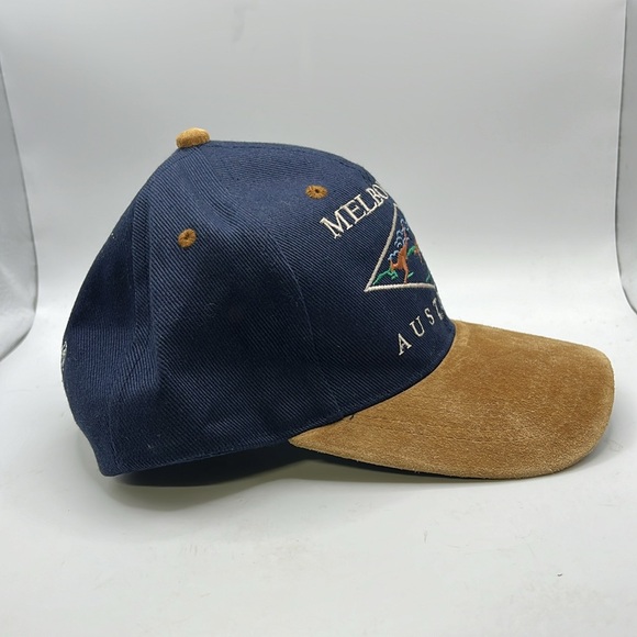 Down Under Australia Melbourne Velcro Back Hat Cap Blue Brown Velvet Embroidered - Picture 4 of 10